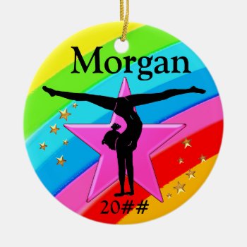 Cute Personalized And Dated Gymnast Ornament by MySportsStar at Zazzle