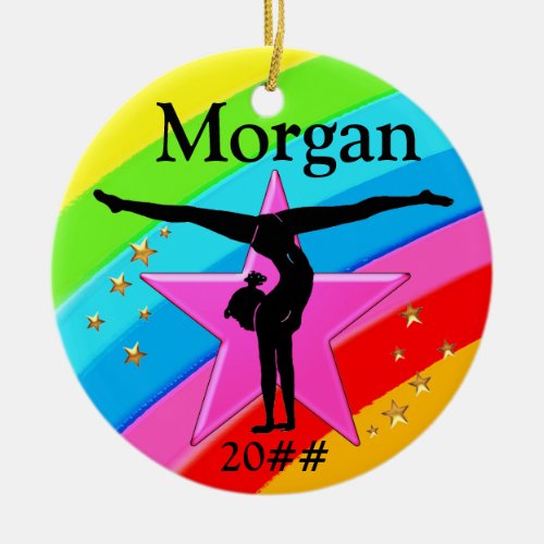 CUTE PERSONALIZED AND DATED GYMNAST ORNAMENT