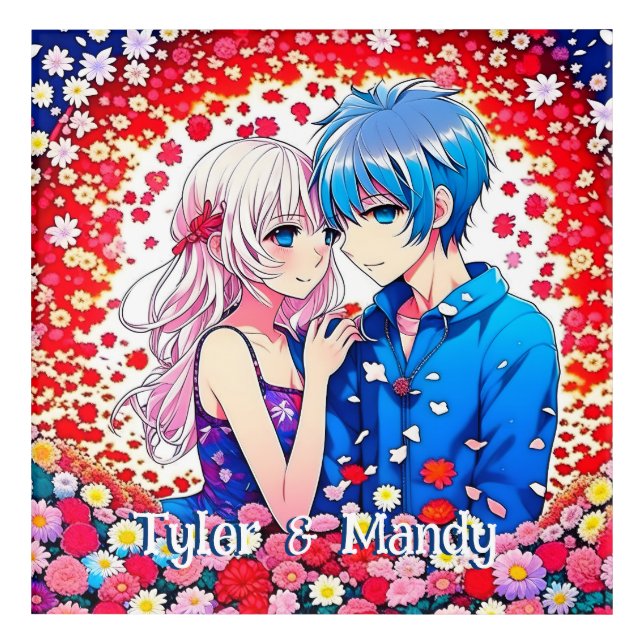 Cute Personalized Anime Couple's Names Acrylic Print (Front)