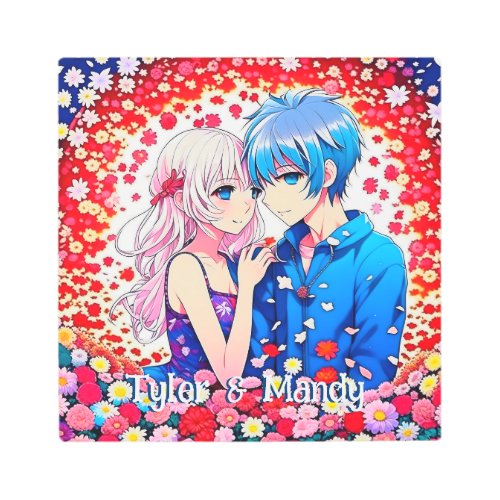 Cute Personalized Anime Couples Names Metal Print