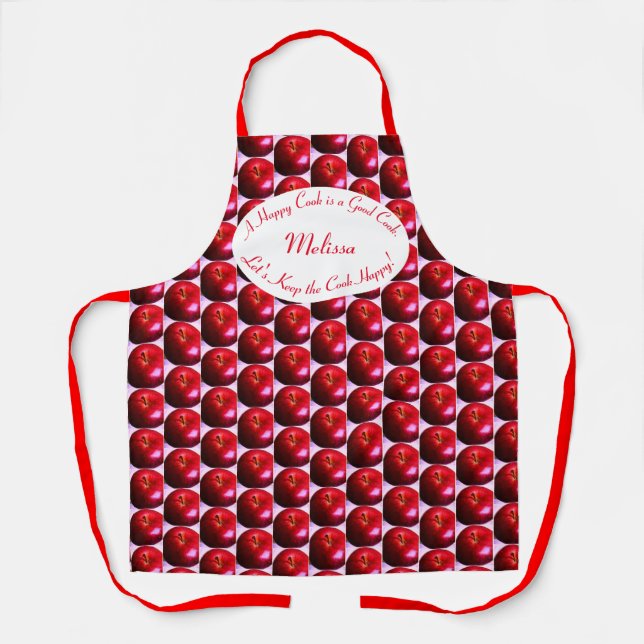 Cute Personalized Apple Apron (Front)