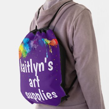 Cute Personalized Art Supply Drawstring Bag by PicturesByDesign at Zazzle