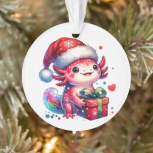 Cute Personalized Axolotl Christmas Ornament