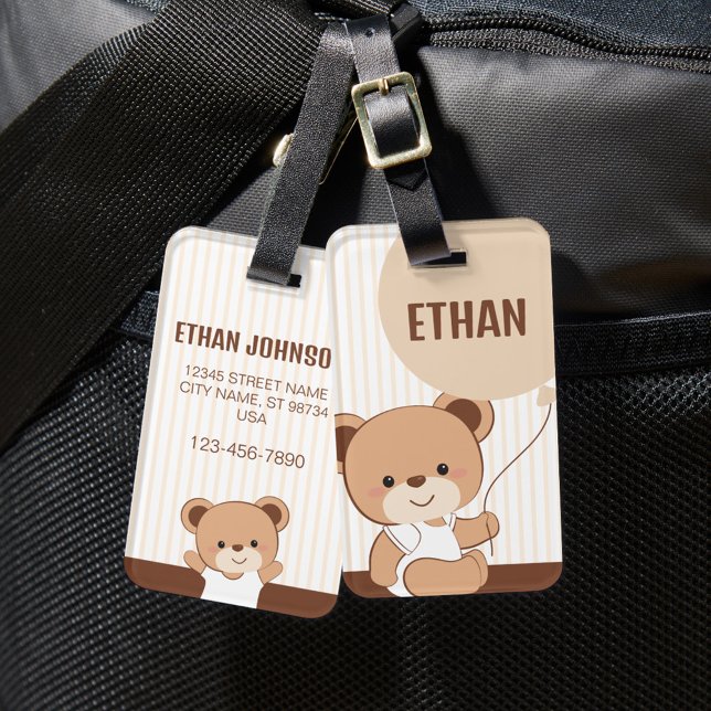 Cute Personalized Baby Bear Luggage Tag (Creator Uploaded)