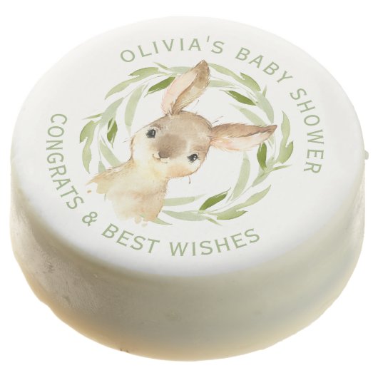 Cute Personalized Baby Bunny Rabbit Chocolate Covered Oreo (Angled)