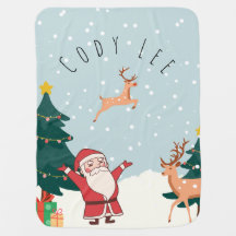 Cute Personalized Baby Christmas Blanket