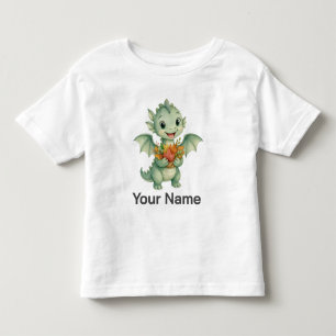 Cute Personalized Baby Dragon Maple Leaves Kids Toddler T-shirt