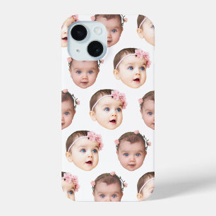Cute Personalized Baby Face 2 Photos White iPhone 15 Case