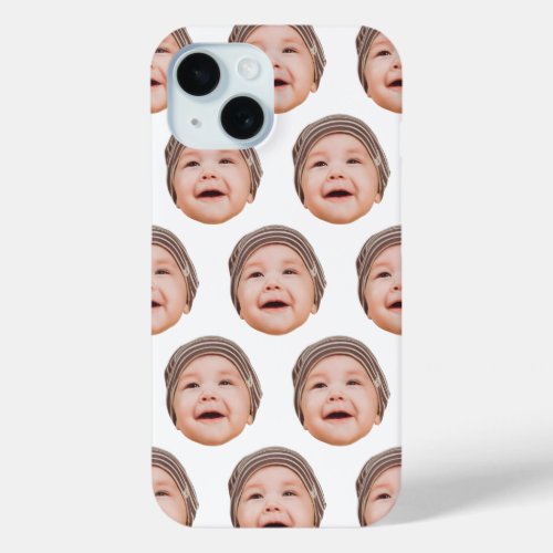 Cute Personalized Baby Face Photos White iPhone 15 Case