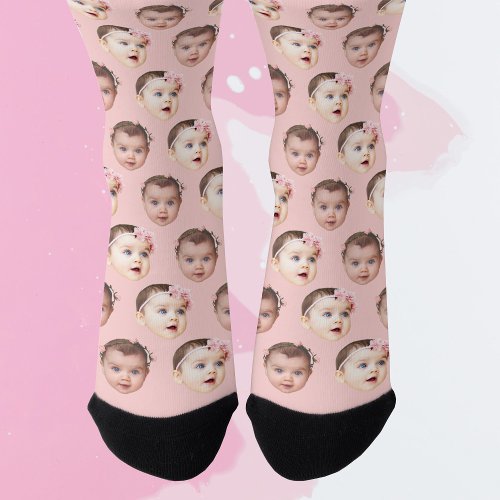 Cute Personalized Baby Kids Face 2 Photos Socks