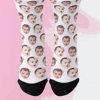 Cute Personalized Baby Kids Face 2 Photos Socks