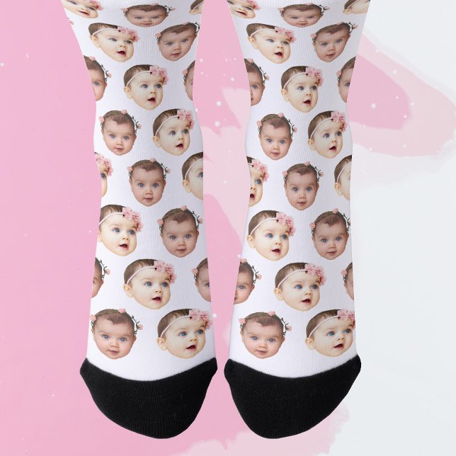 Cute Personalized Baby Kids Face 2 Photos Socks (Creator Uploaded)