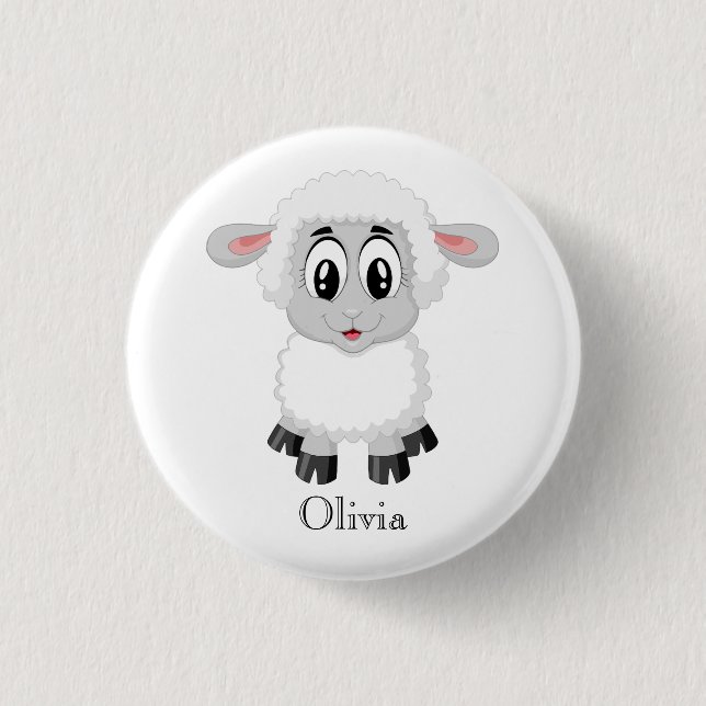 Cute Personalized Baby Lamb  Button (Front)