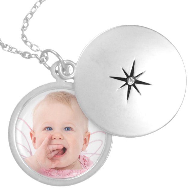 Cute personalized baby photo locket necklace (Front)