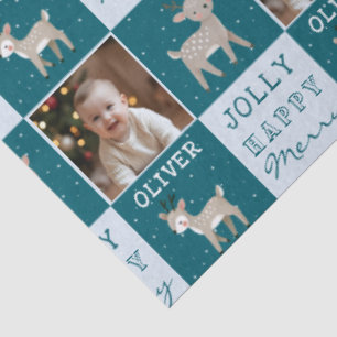 Cute Personalized Baby Photo Reindeer Christmas Tissue Paper