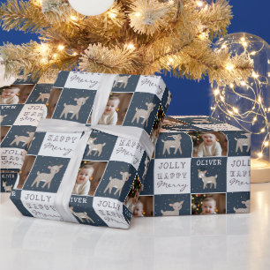 Cute Personalized Baby Photo Reindeer Christmas Wrapping Paper