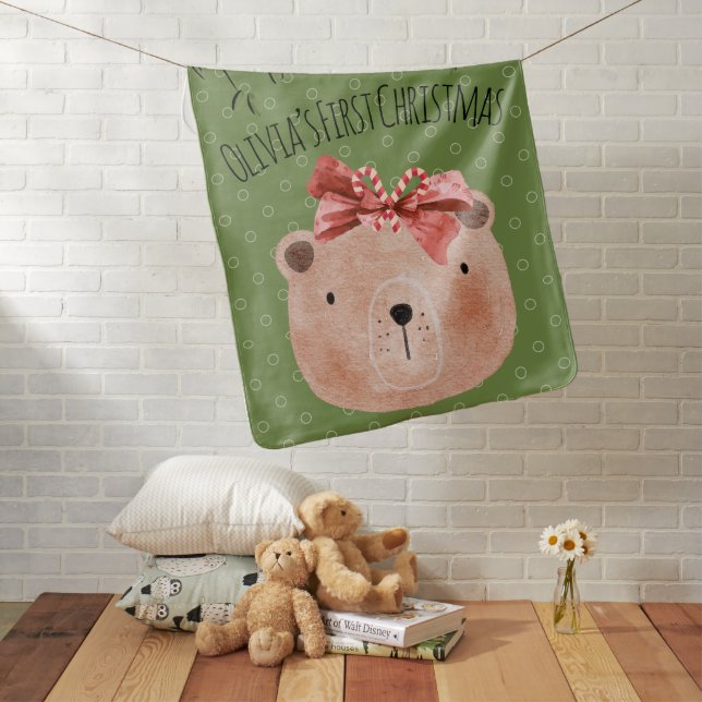 Cute Personalized Baby’s First Christmas Blanket  (In Situ)