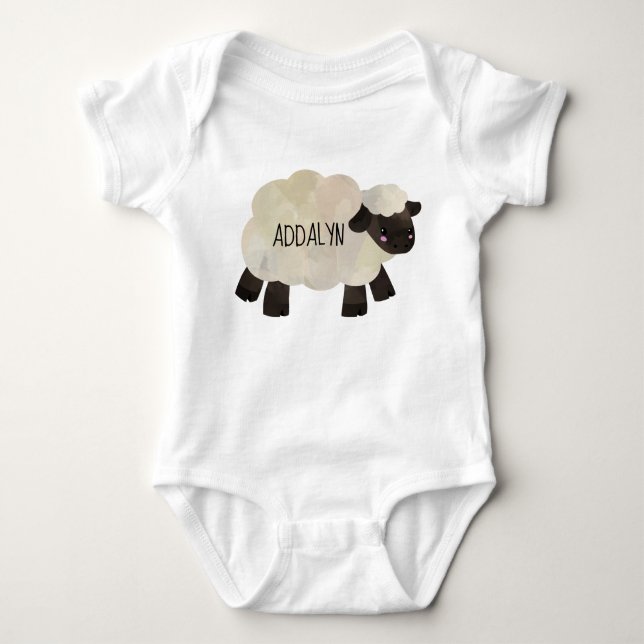 Cute Personalized Baby Sheep Infant Toddler Baby Bodysuit (Front)