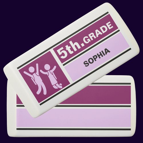 Cute Personalized Back_to_School 5th Grade Eraser