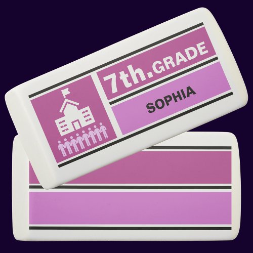 Cute Personalized Back_to_School 7th Grade Eraser