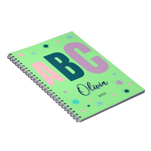 Cute Personalized Back to School Name for Girls Notebook (Right Side)