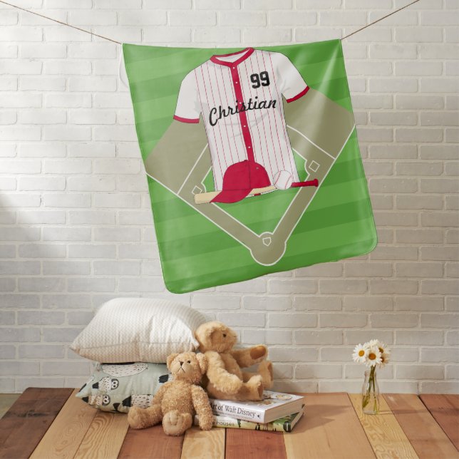 Cute Personalized Baseball Baby Blanket (In Situ)