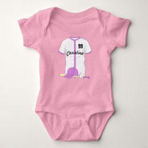 Cute Personalized Baseball Baby Bodysuit