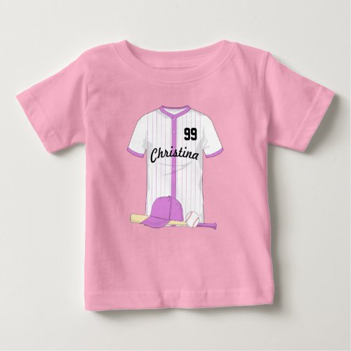 Cute Personalized Baseball Baby T_Shirt