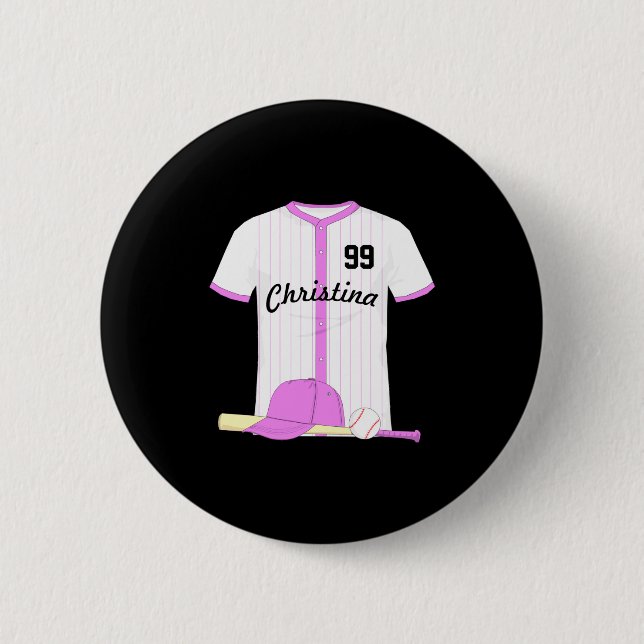 Cute Personalized Baseball Baby T Shirt  Button (Front)