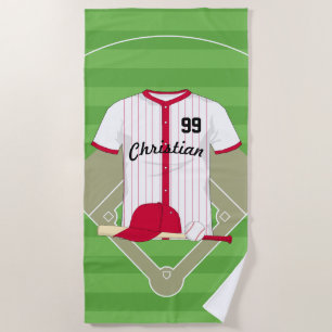 Cute Personalized Baseball Beach Towel