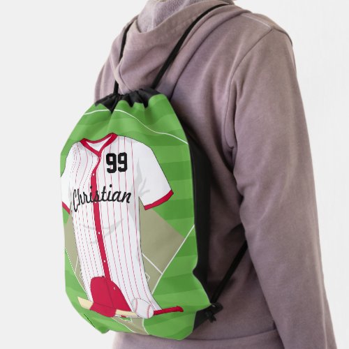 Cute Personalized Baseball Drawstring Bag