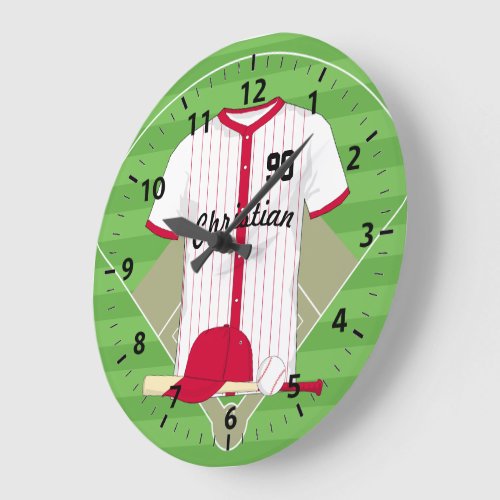 Cute Personalized Baseball Large Clock