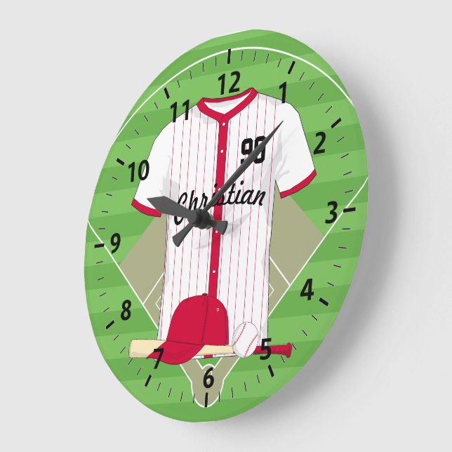 Cute Personalized Baseball Large Clock (Angle)