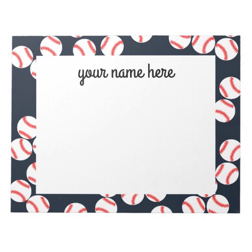 Cute Personalized Baseball Notepad