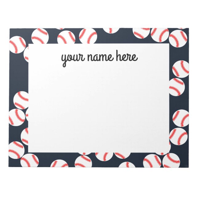 Cute Personalized Baseball Notepad (Front)