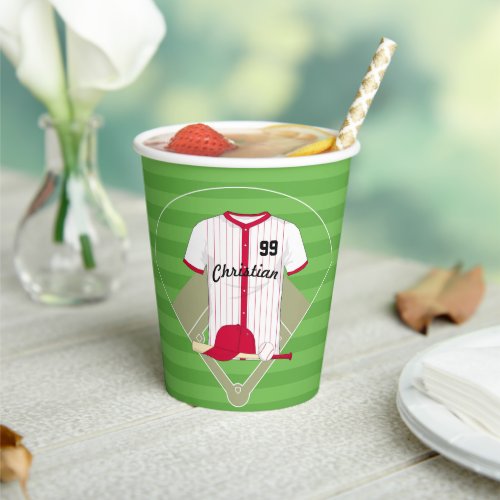 Cute Personalized Baseball Paper Cups