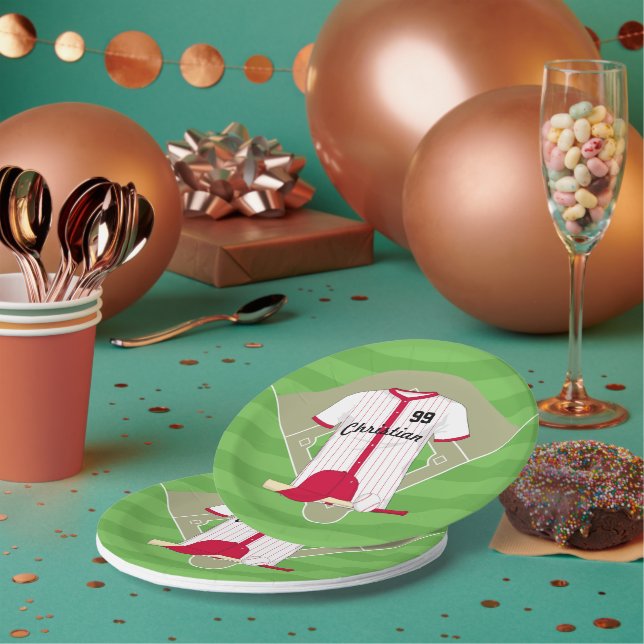 Cute Personalized Baseball Paper Plates (Multi)