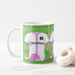 Cute Personalized Baseball pink Coffee Mug