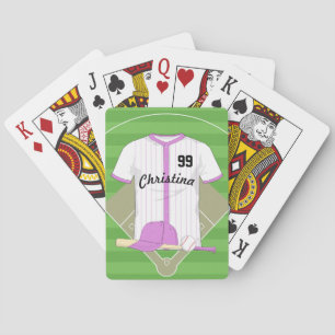 Cute Personalized Baseball pink Poker Cards