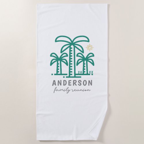 Cute Personalized Beach Family Reunion Beach Towel