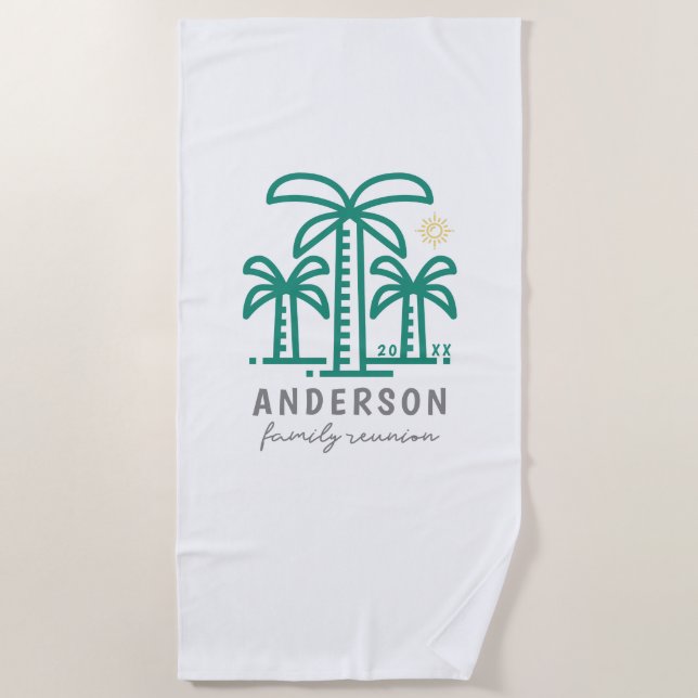 Cute Personalized Beach Family Reunion Beach Towel (Front)