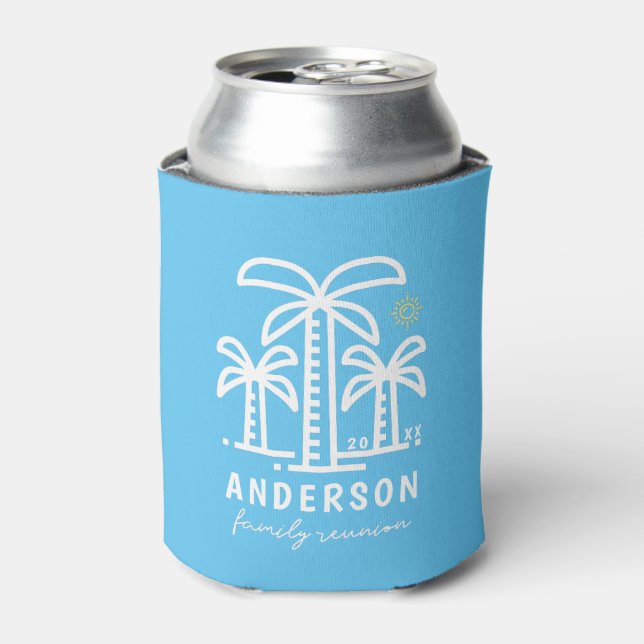 Cute Personalized Beach Family Reunion Can Cooler (Can Front)