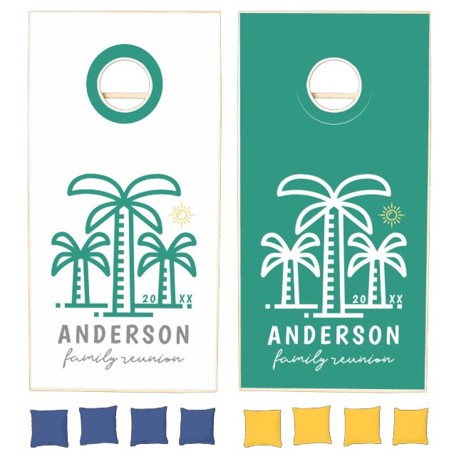 Cute Personalized Beach Family Reunion Cornhole Set (Set)