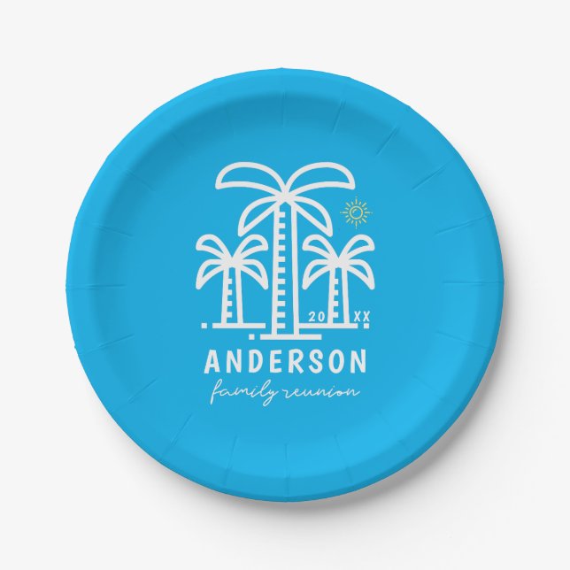 Cute Personalized Beach Family Reunion Paper Plates (Front)
