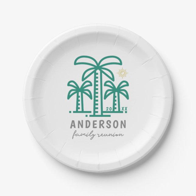 Cute Personalized Beach Family Reunion Paper Plates (Front)