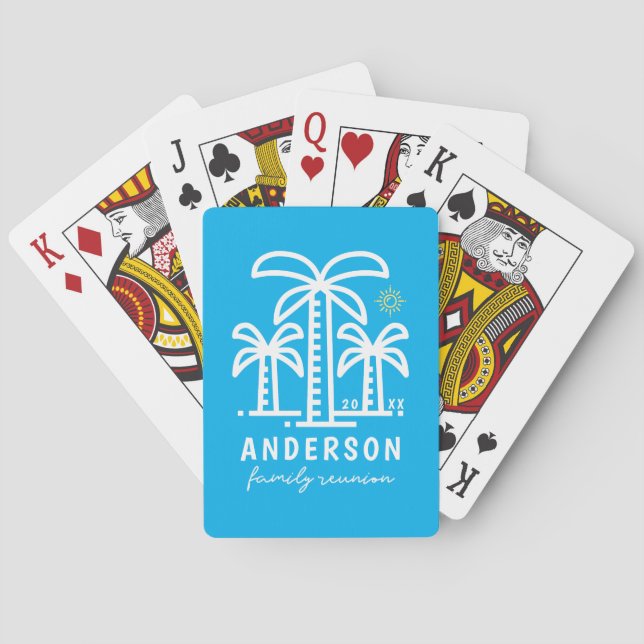 Cute Personalized Beach Family Reunion Poker Cards (Back)