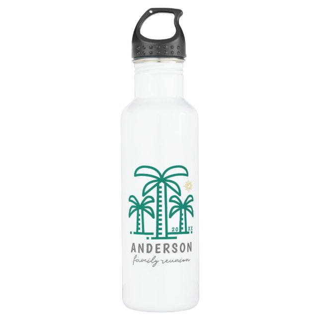 Cute Personalized Beach Family Reunion Stainless Steel Water Bottle (Front)