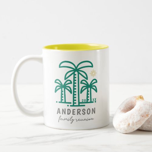 Cute Personalized Beach Family Reunion Two_Tone Coffee Mug