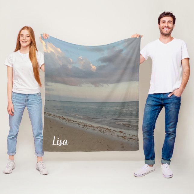 Cute Personalized Beach Photo Print Fleece Blanket (In Situ)