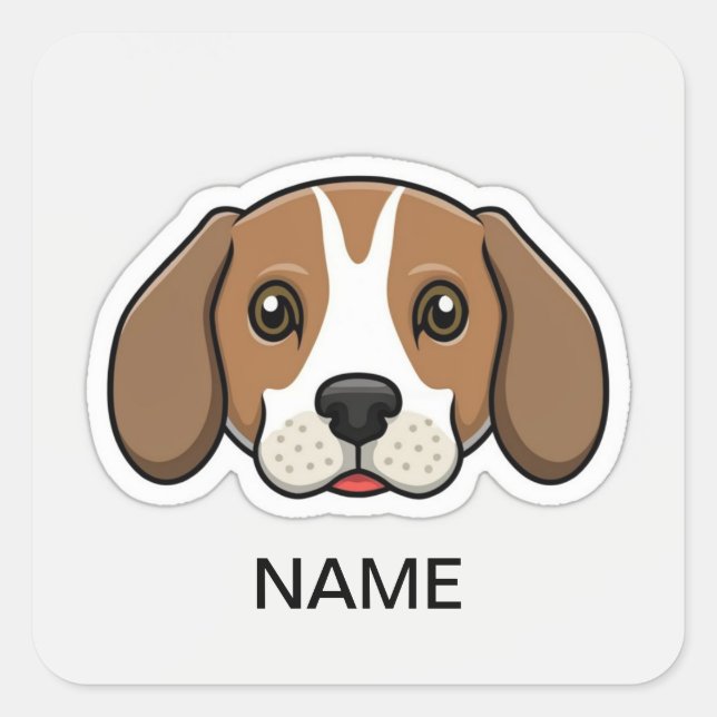 Cute personalized beagle dog  square sticker (Front)